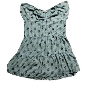 LOFT Tiered Mini Dress Floral Print Short‎ Sleeve Casual Light Blue M